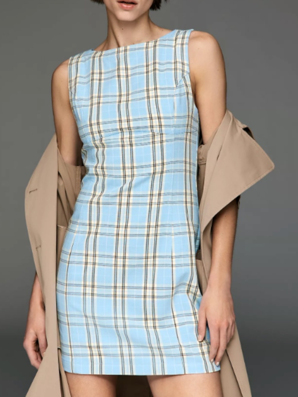 Pilcro Percie Blue Plaid Mini Dress Sz XL
